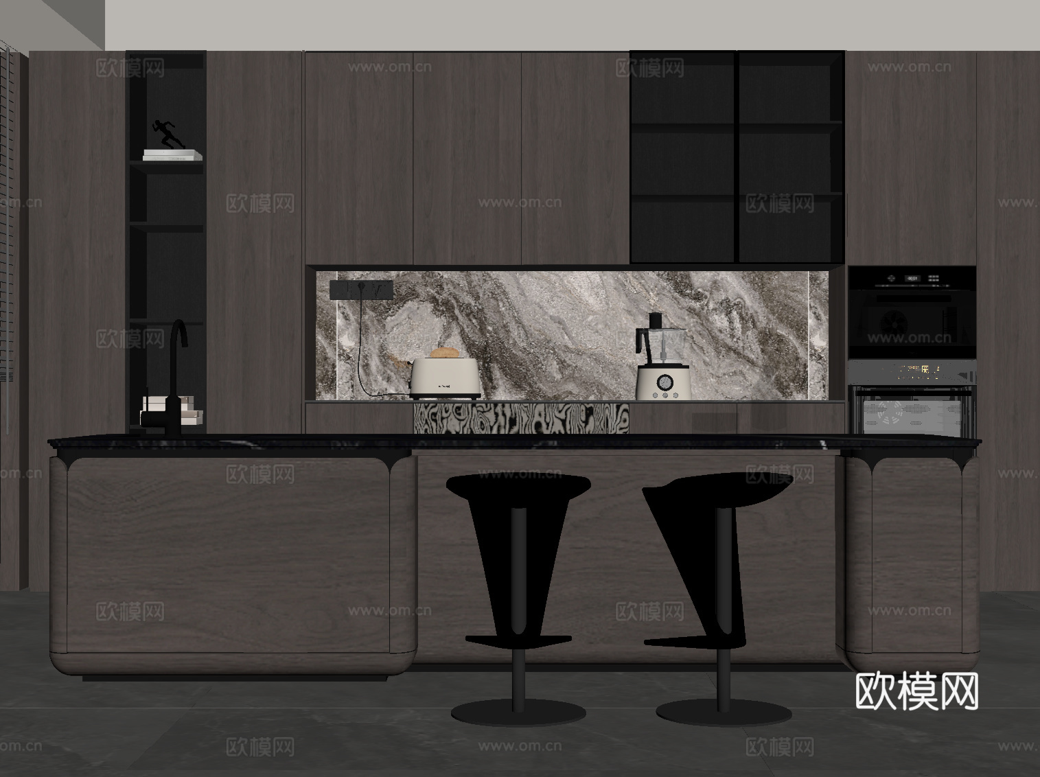 意式餐厅su模型