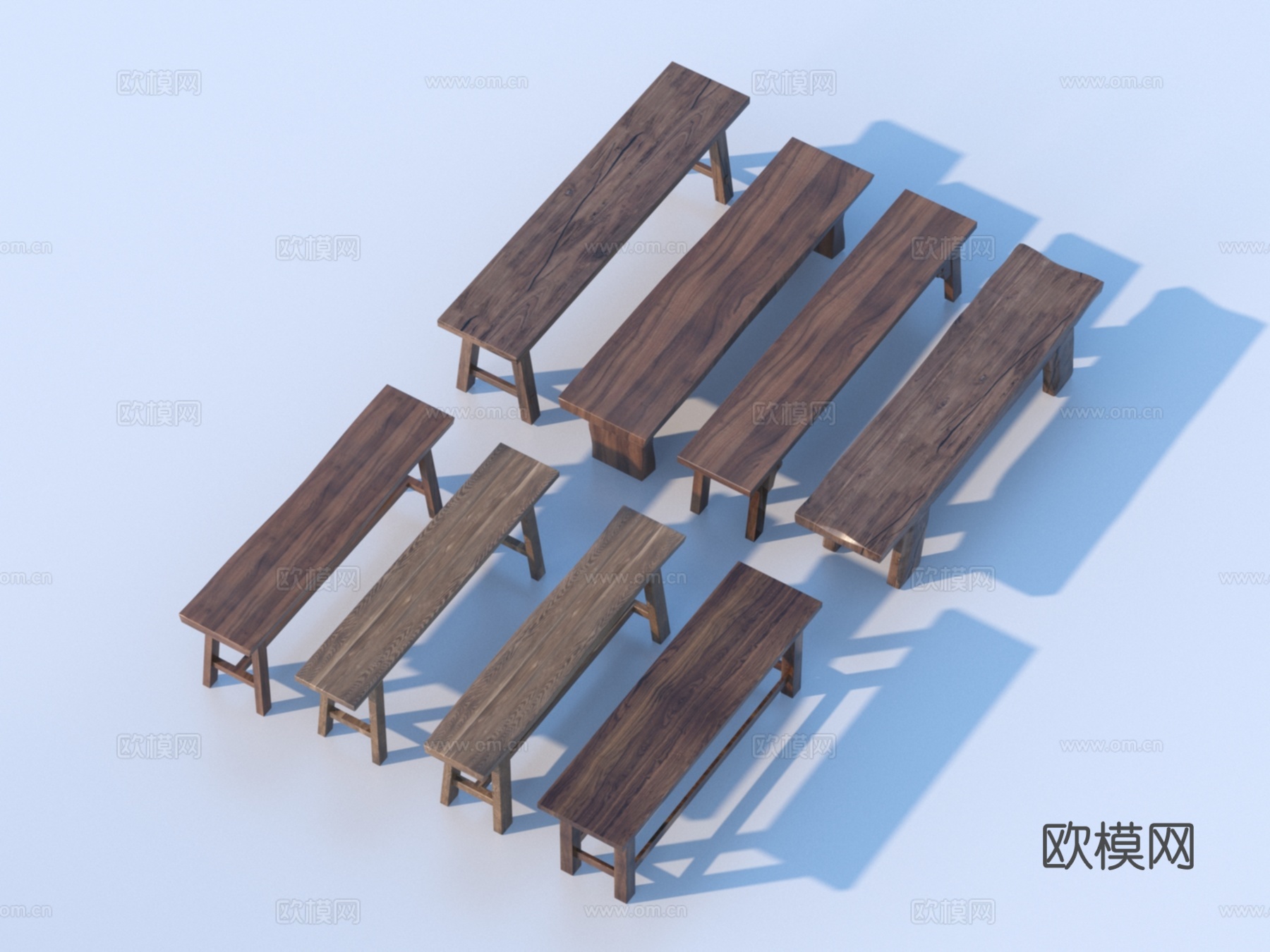 长凳 板凳 凳子 实木凳子3d模型下载