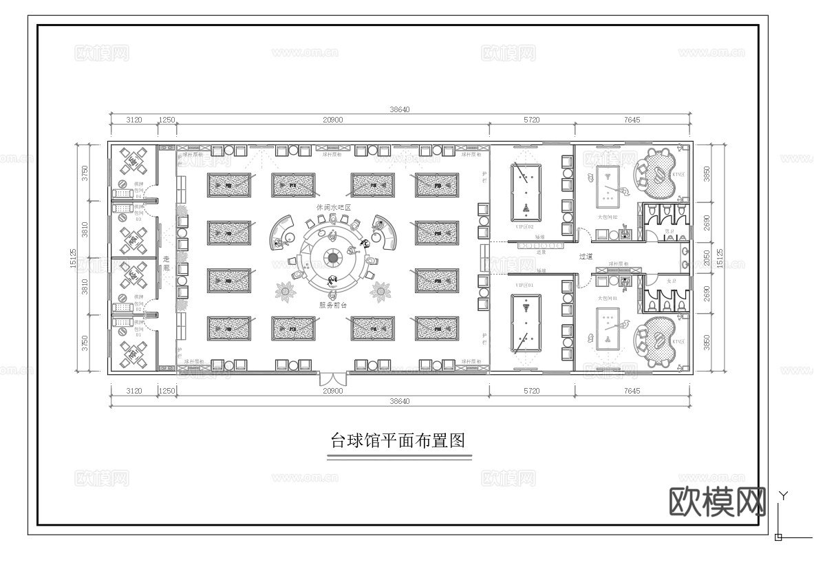 500平台球室 最新平面施工图合集cad施工图