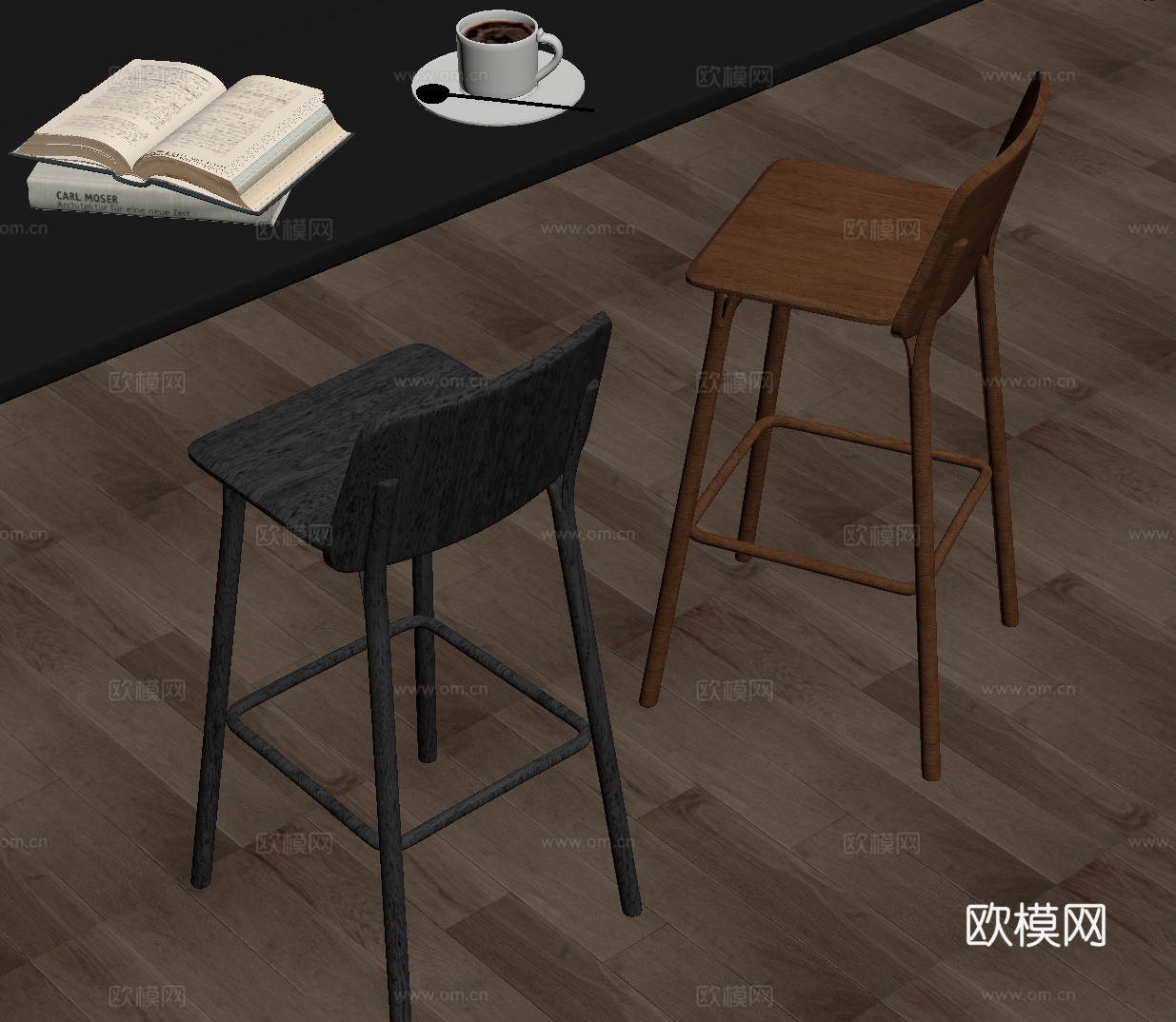 法式中古吧椅 吧凳su模型