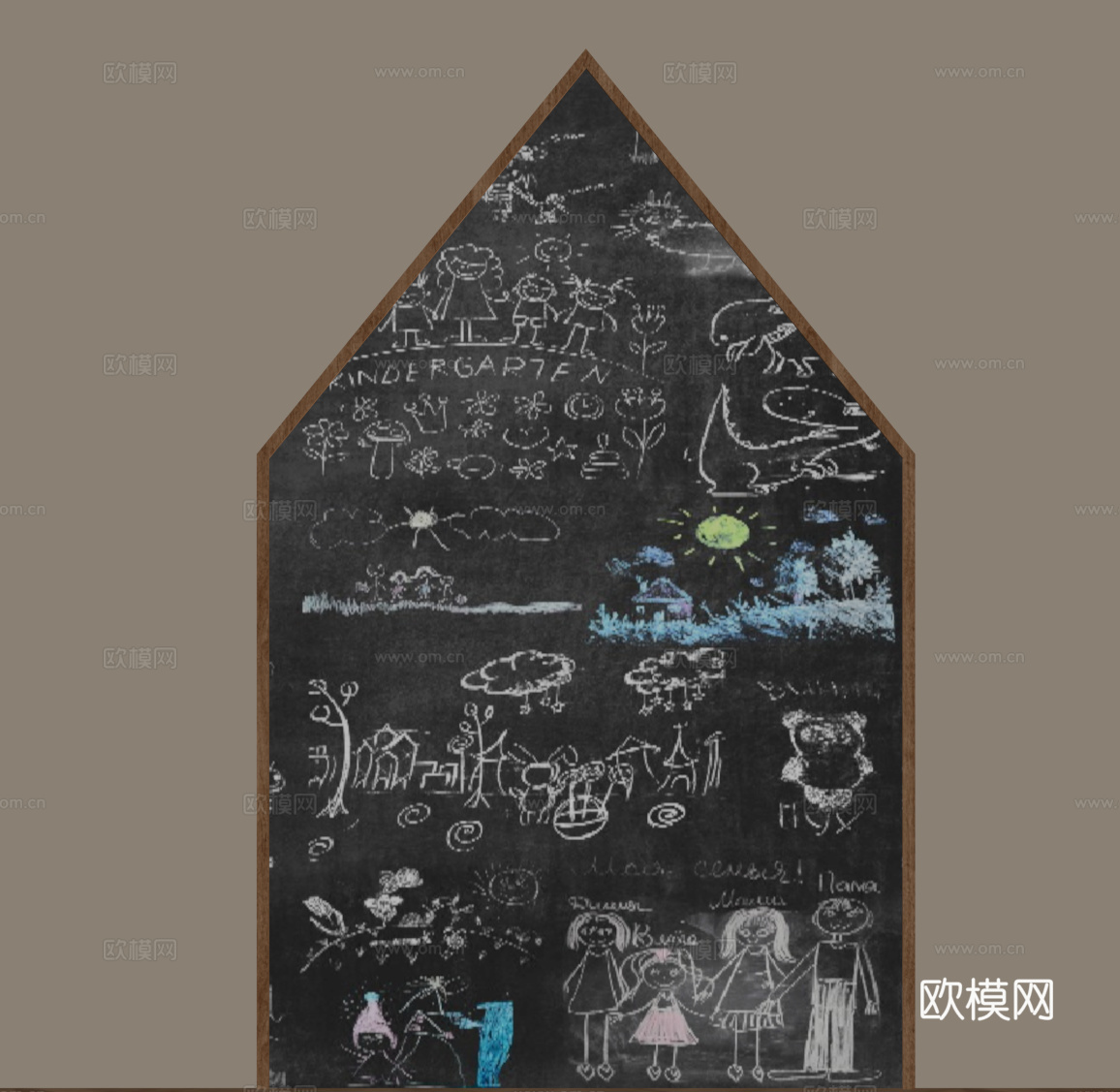 现代墙饰 黑板su模型