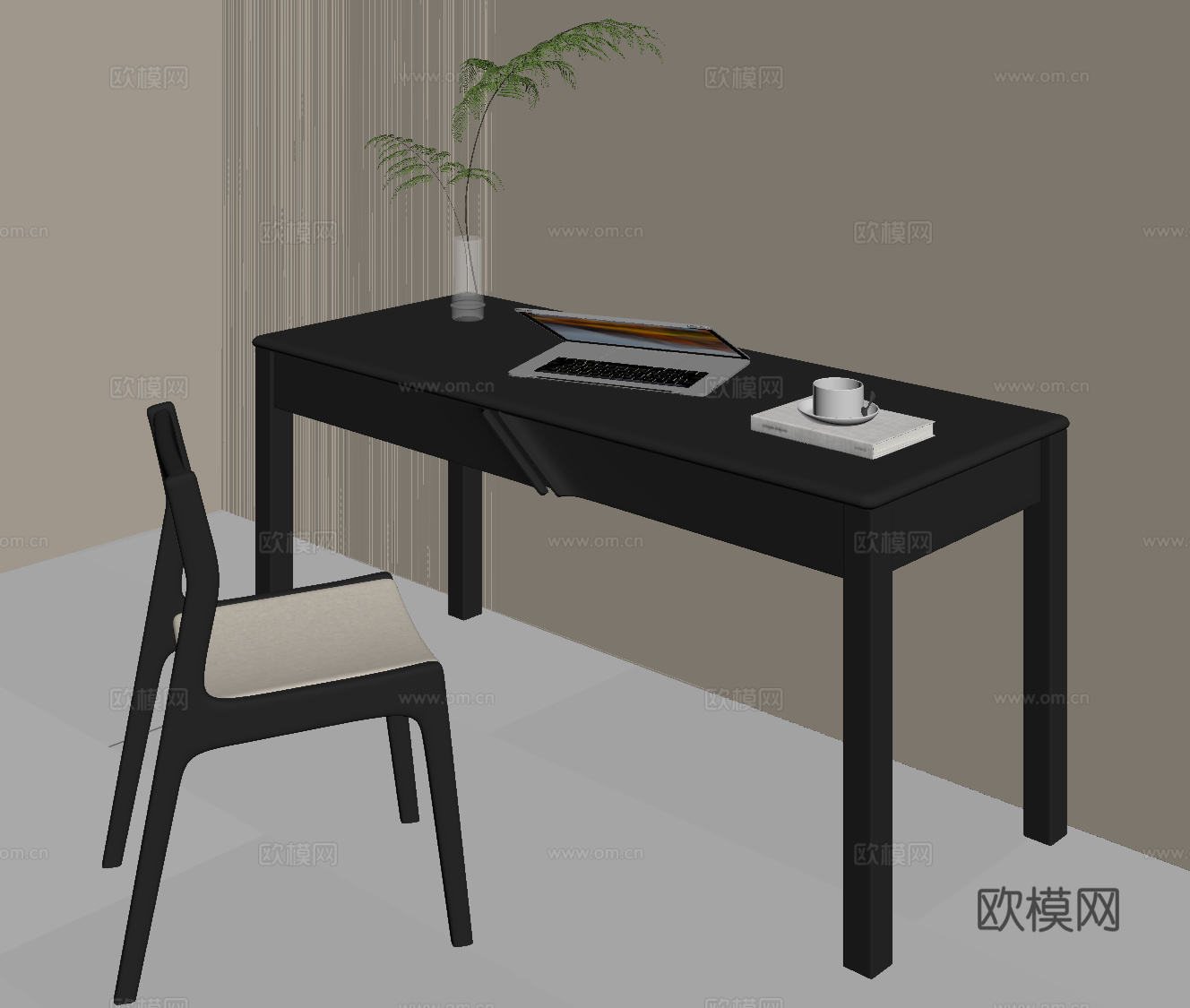 现代意式书桌su模型