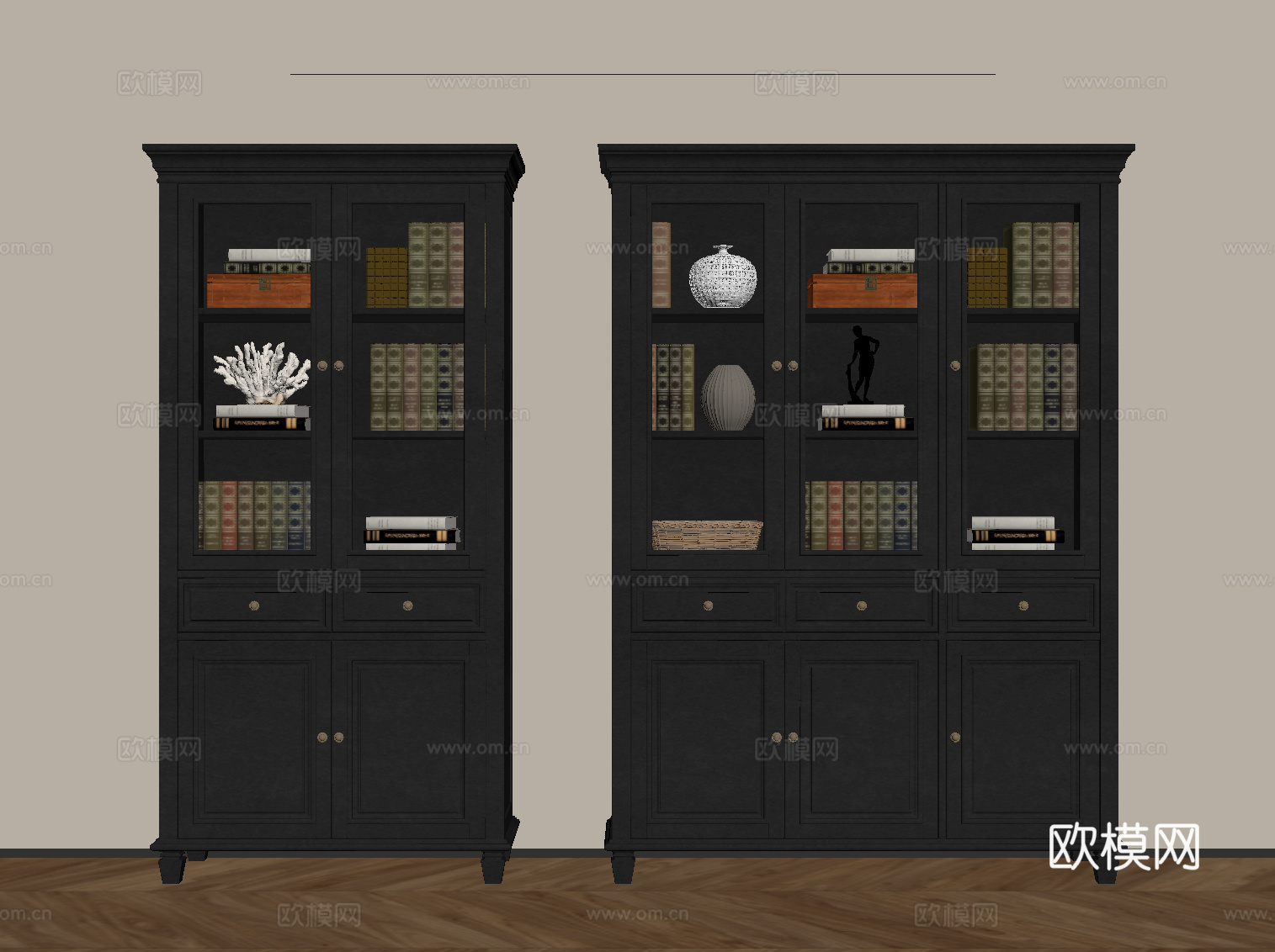 法式书柜su模型