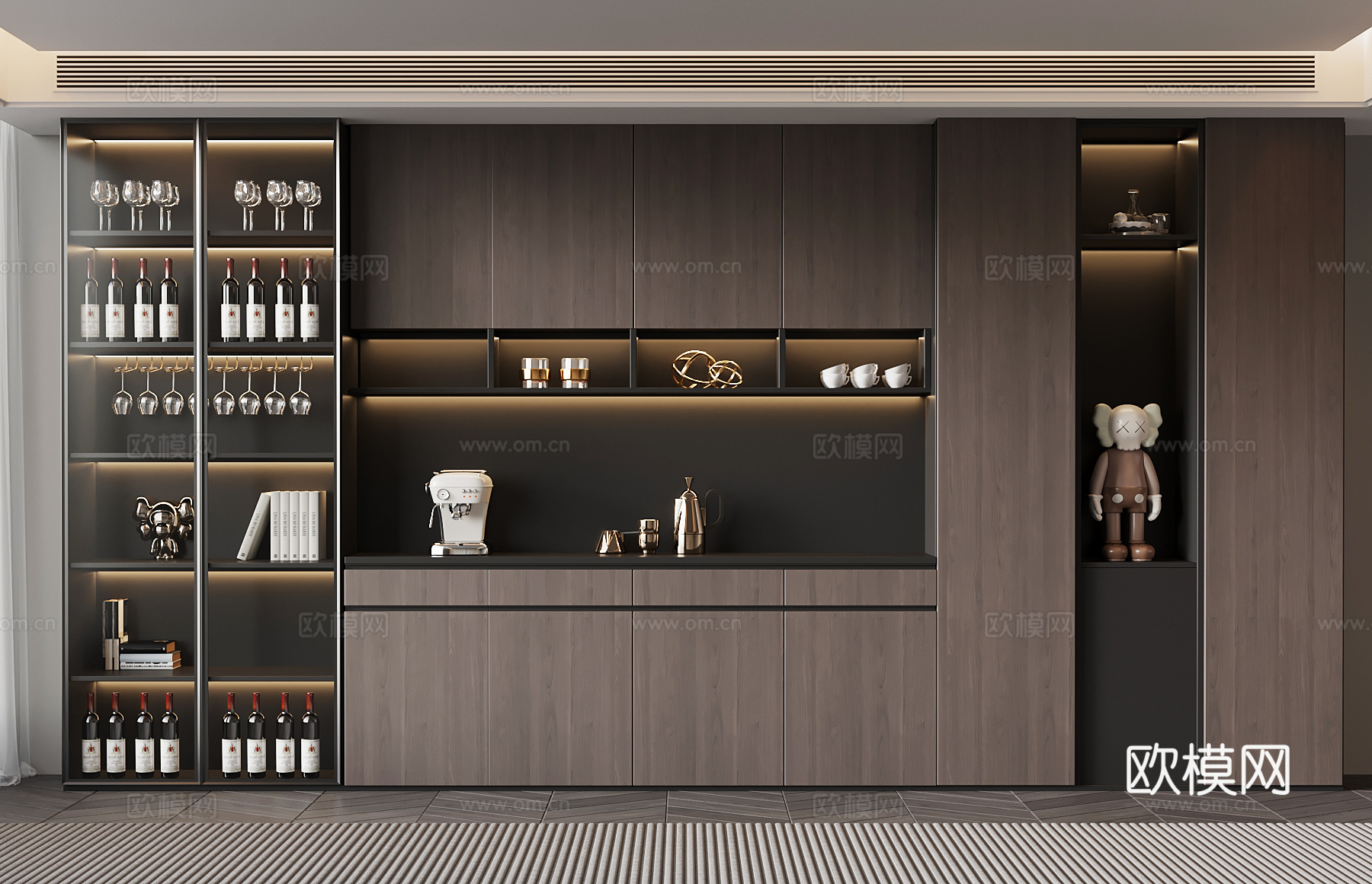现代意式酒柜 餐边柜su模型