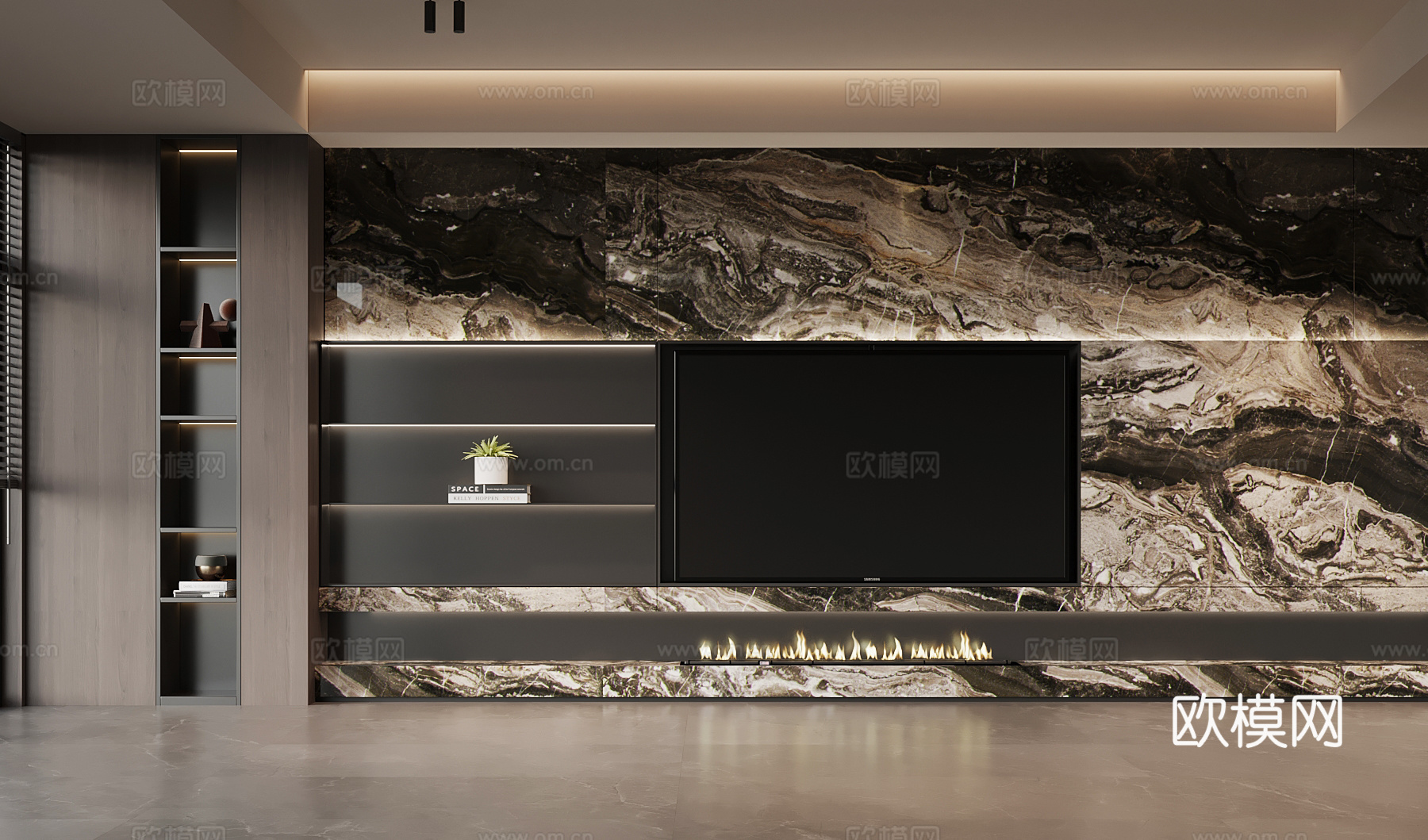 现代意式背景墙 电视背景墙su模型