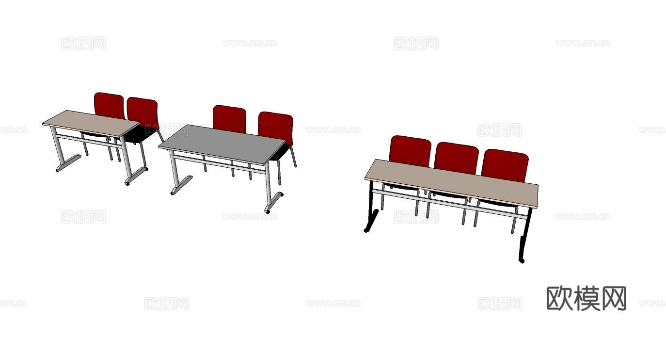 培训桌 培训椅 办公家具su模型