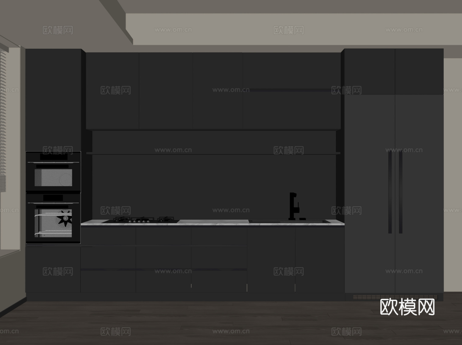 现代意式酒柜 餐边柜su模型