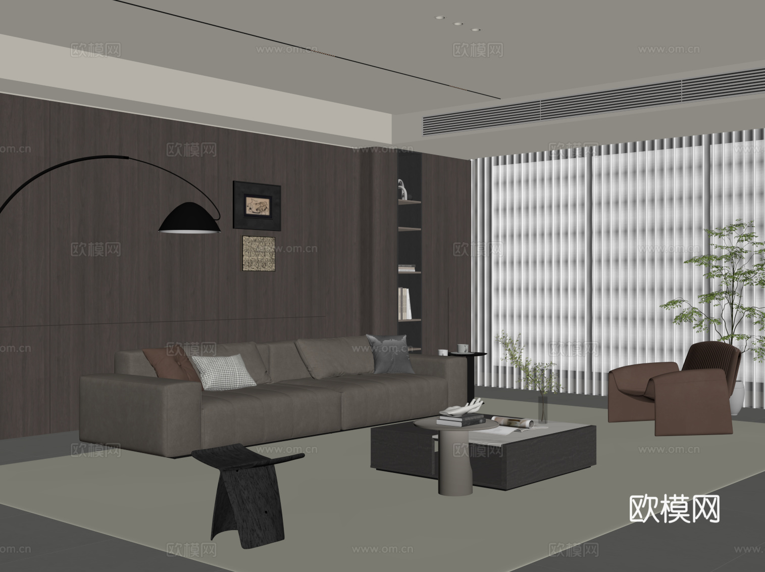 现代意式客厅su模型