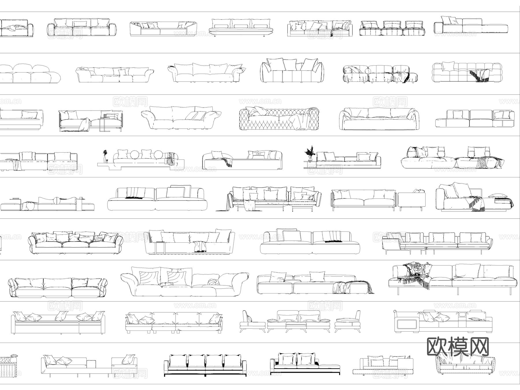 沙发 单人沙发 双人沙发 沙发椅 弧形沙发cad施工图