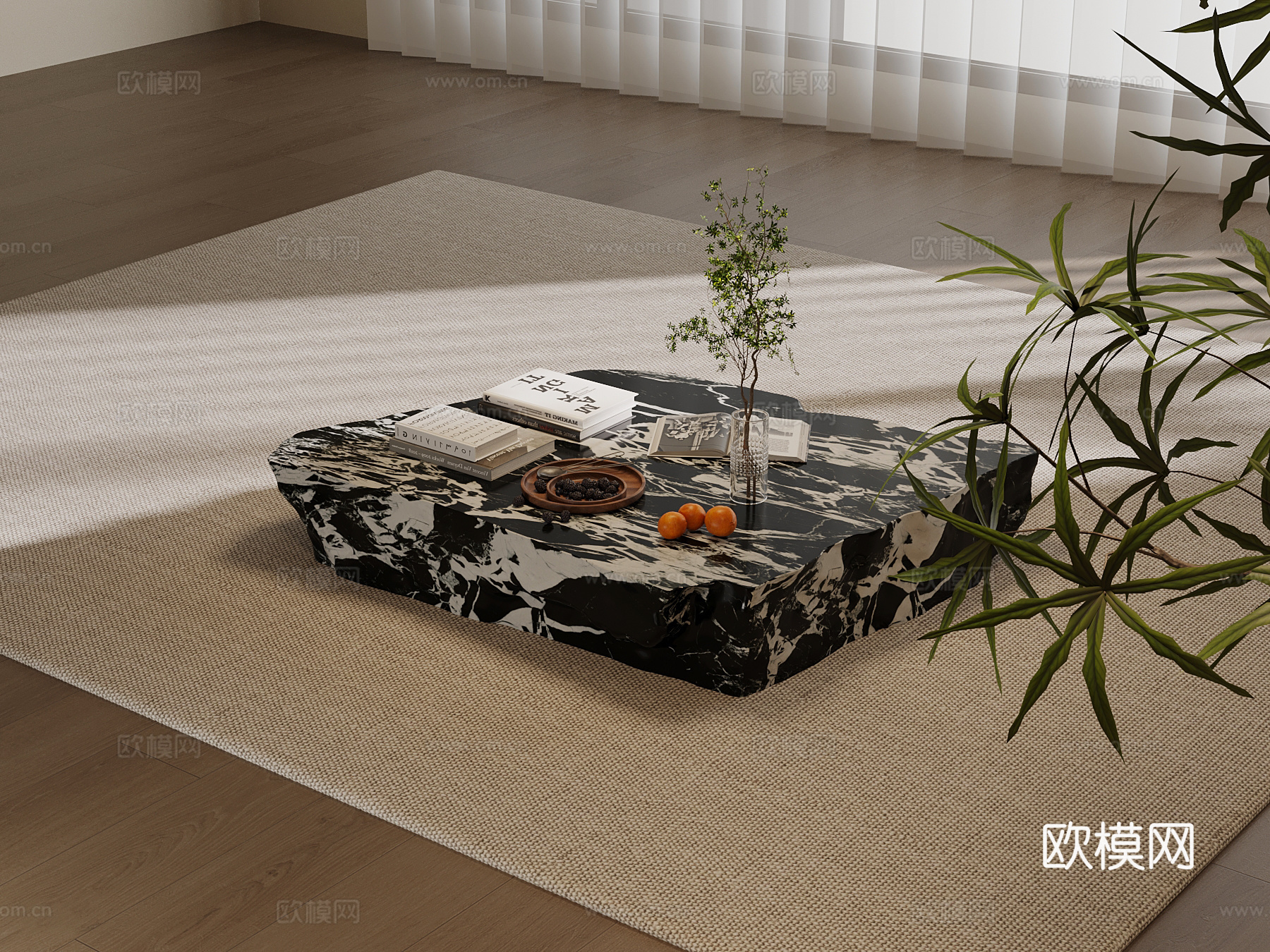现代茶几 异形大理石茶几su模型