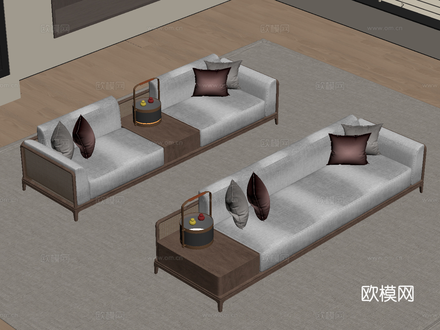 新中式沙发su模型