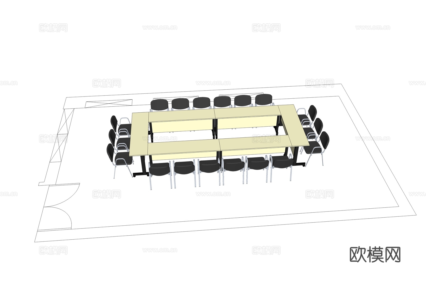 培训桌 培训椅 办公家具su模型