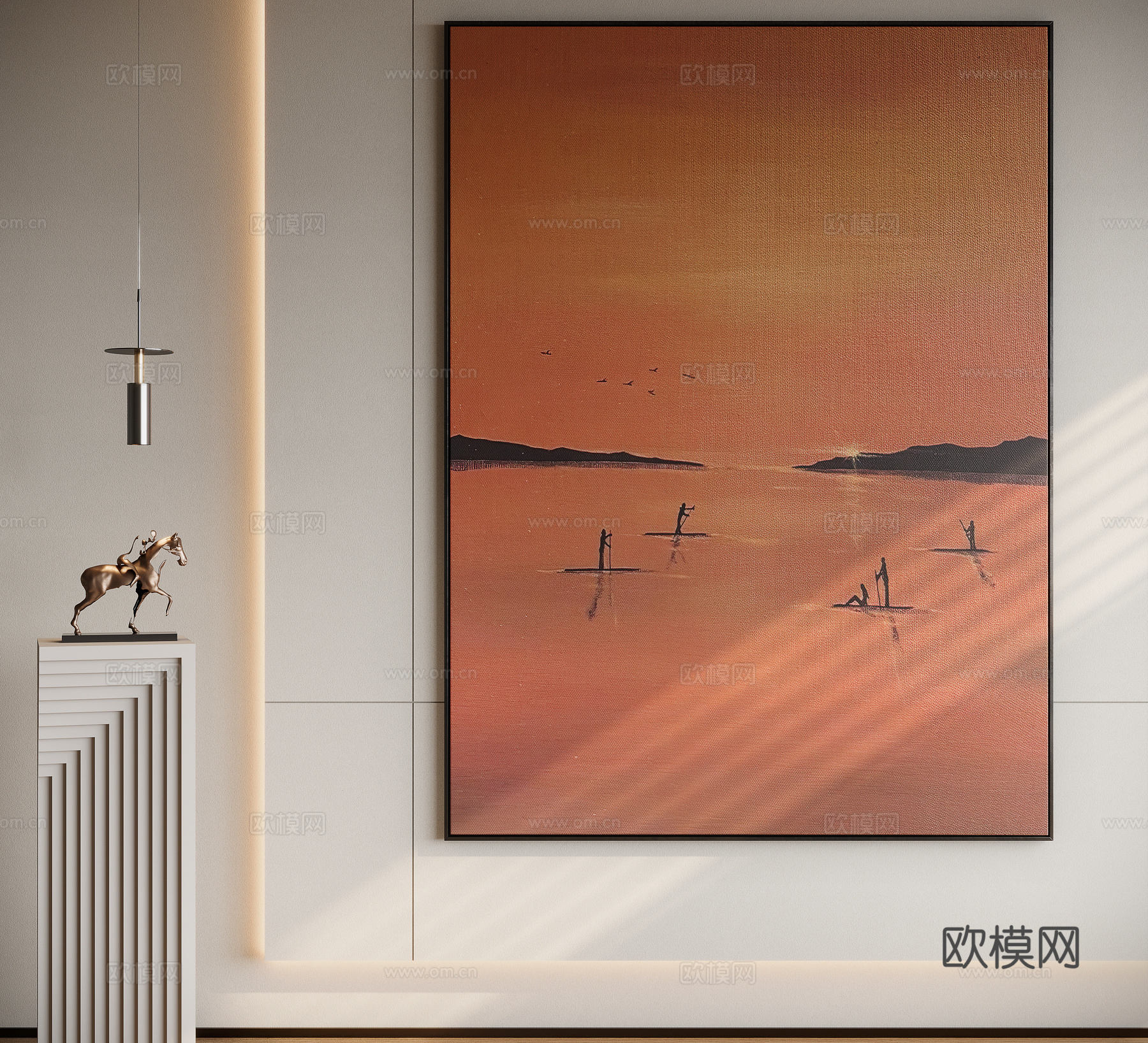 现代中古装饰挂画su模型