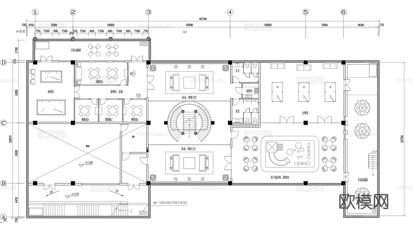 两层台球室 最新平面施工图合集cad施工图