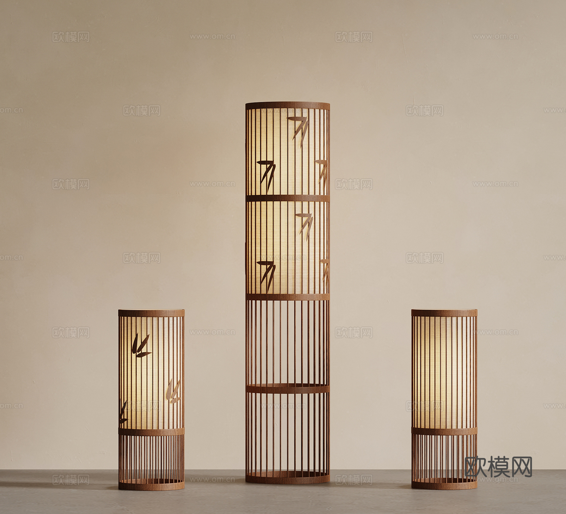 新中式落地灯su模型