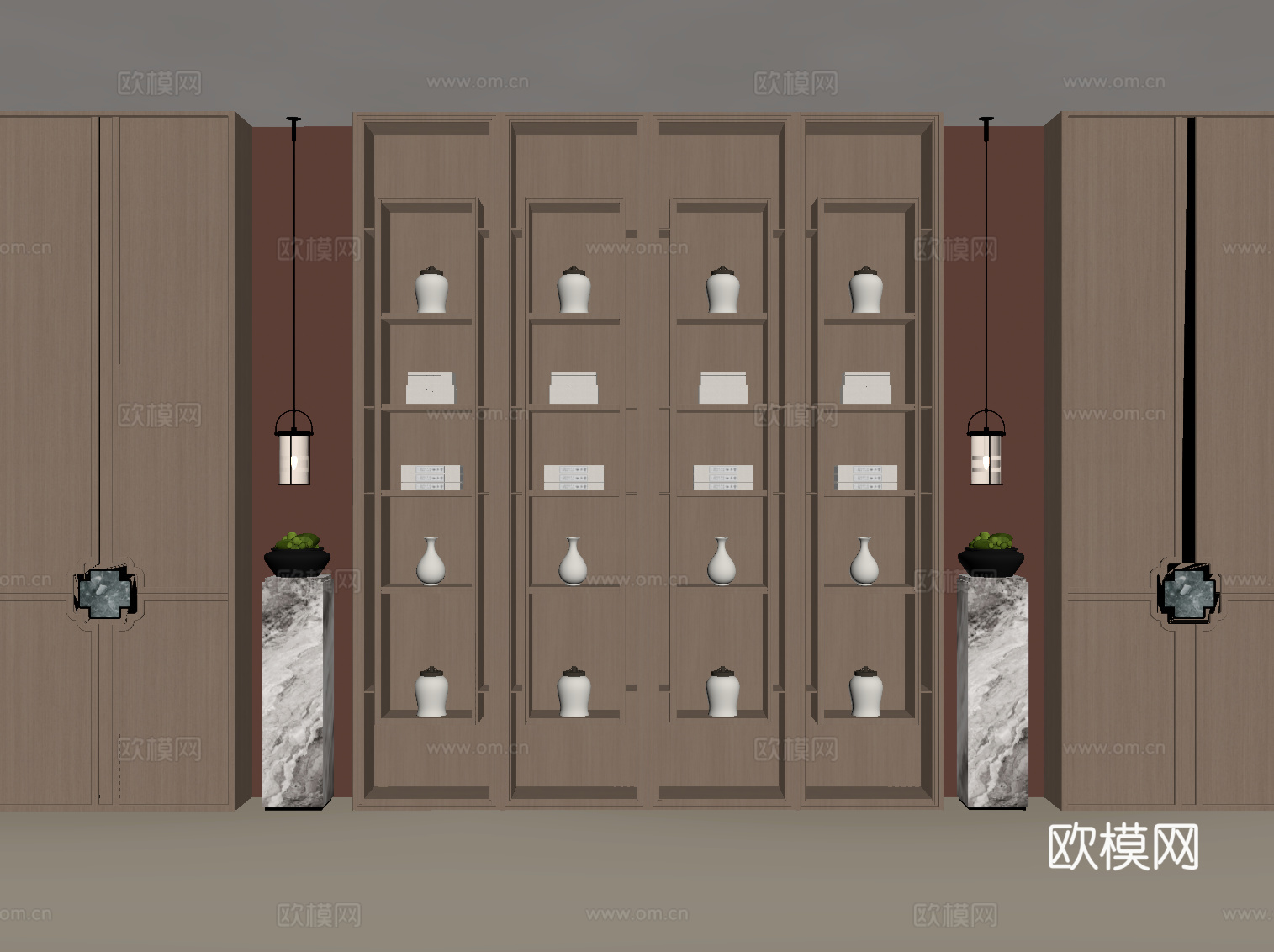 现代书柜 茶叶柜su模型