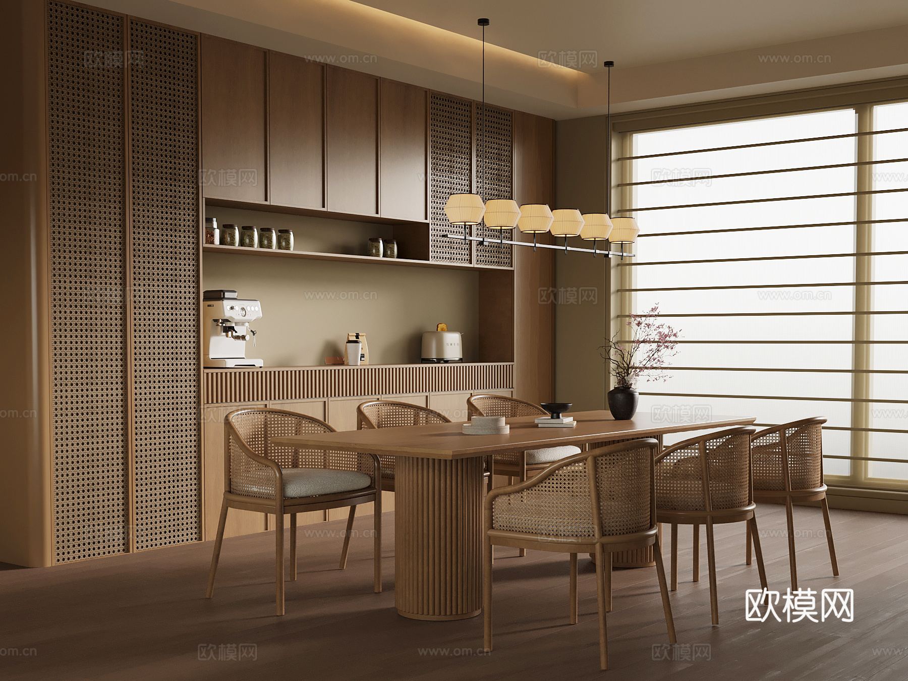 新中式餐厅su模型