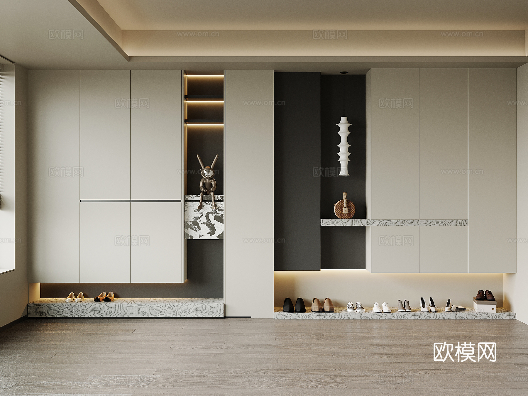 现代鞋柜 入户玄关柜su模型