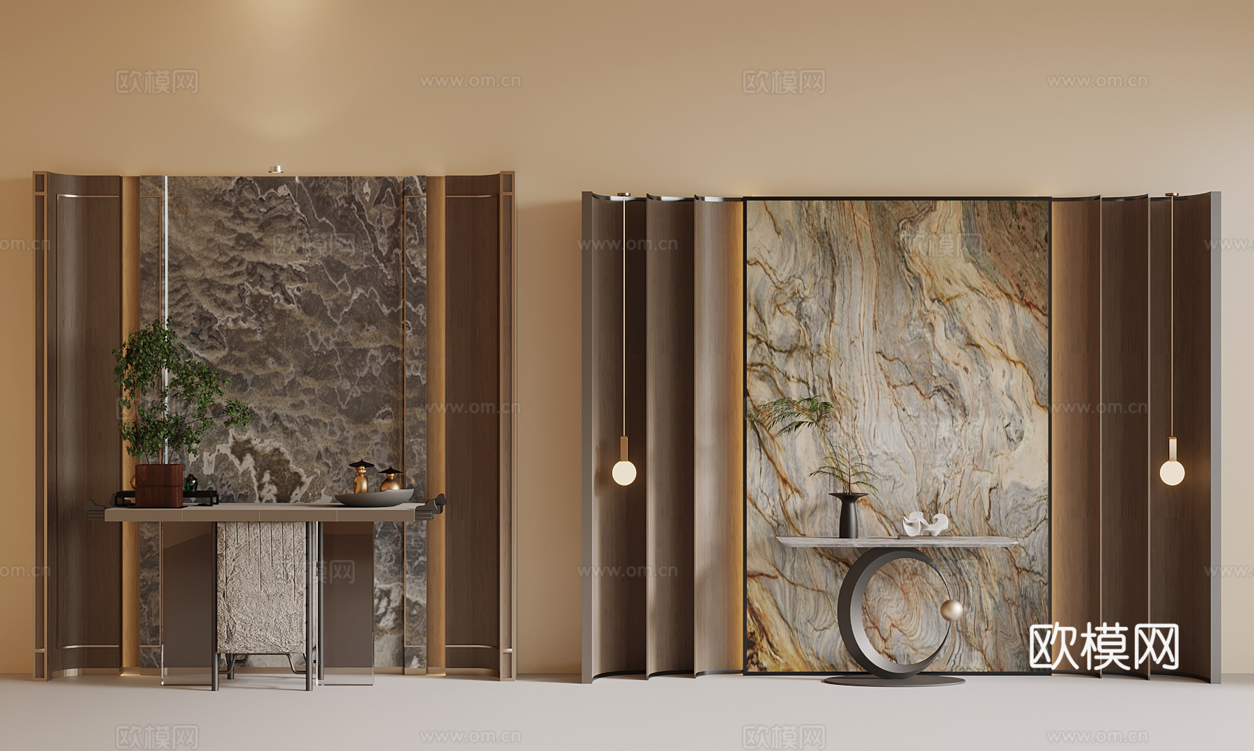 中古风玄关台 端景台su模型