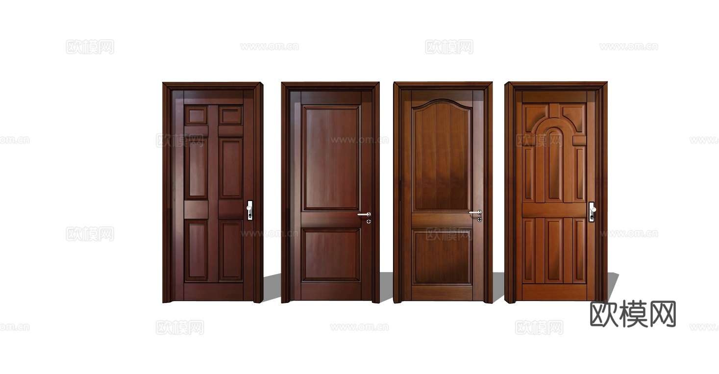 现代新中式室内单开门su模型