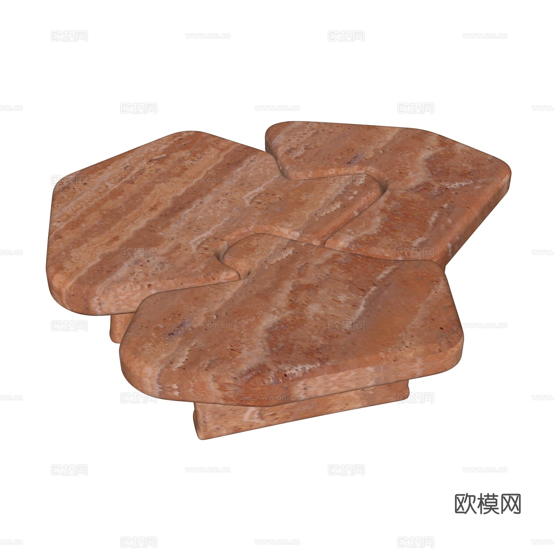 中古风异形石材茶几su模型