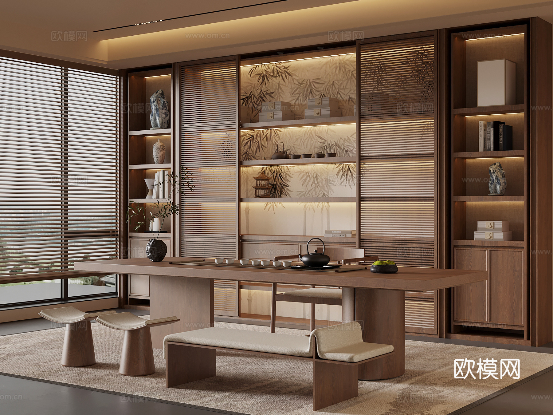 新中式书房3d模型下载