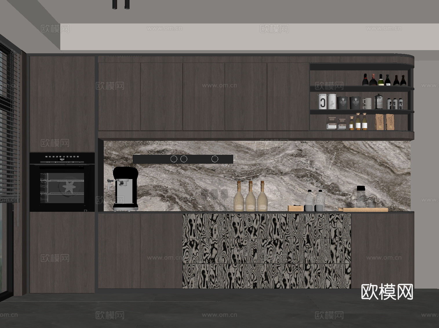 意式备餐柜su模型