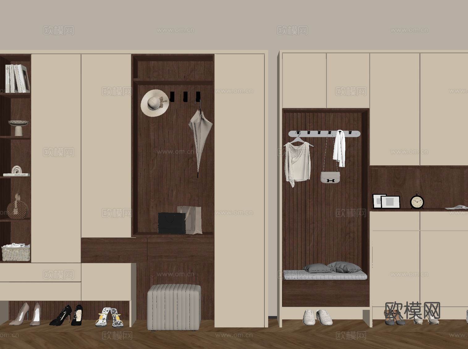 中古风鞋柜su模型