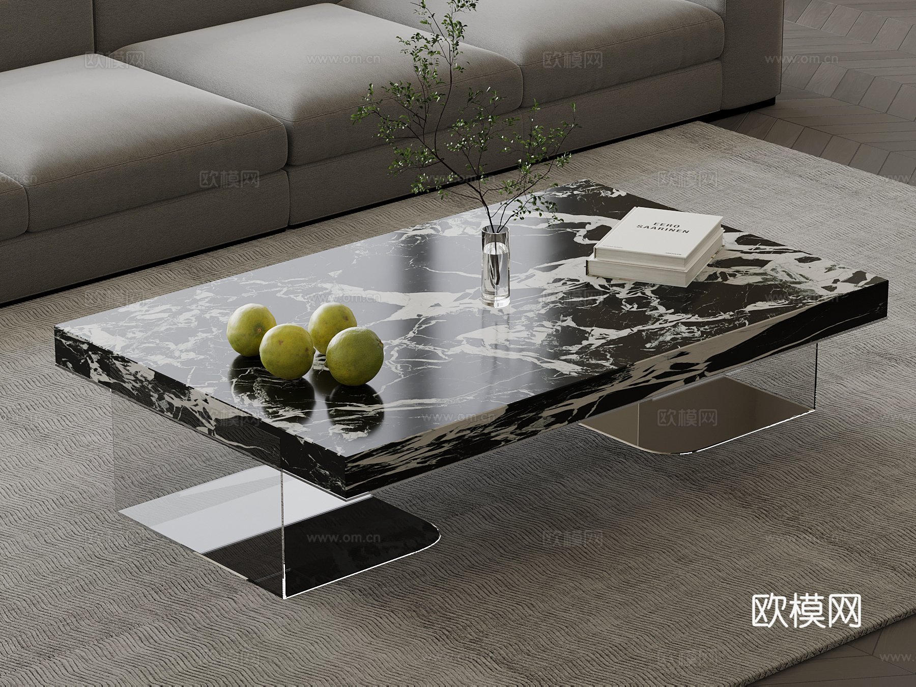 现代茶几 大理石茶几su模型