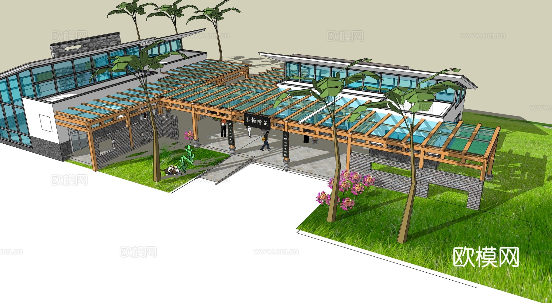 现代民宿建筑 文化活动中心su模型