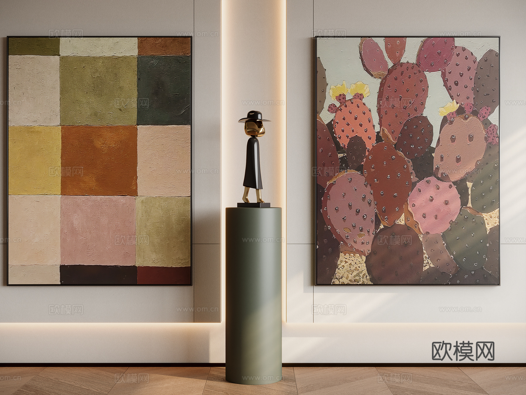 现代中古装饰挂画su模型