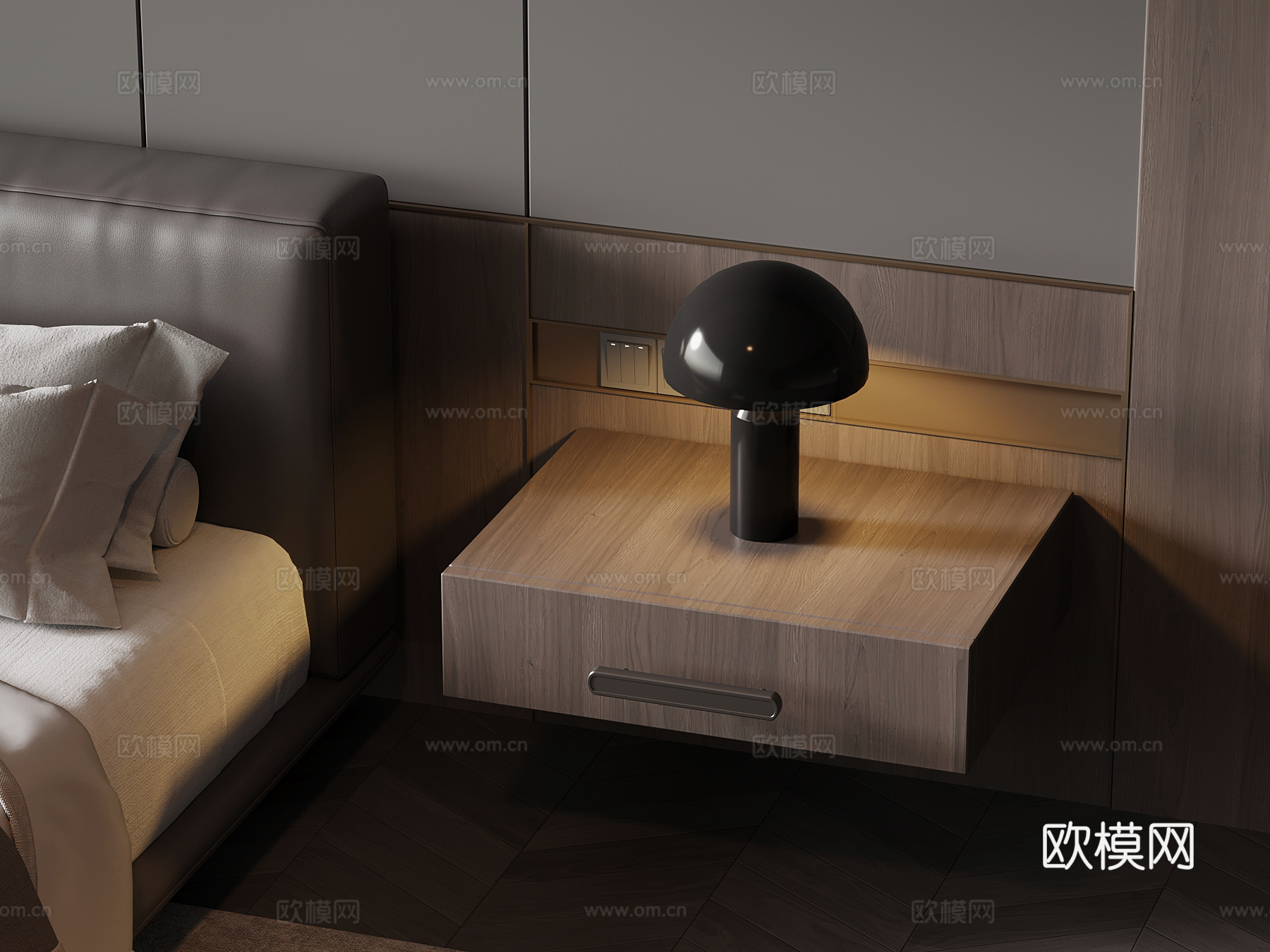 现代意式床头柜su模型