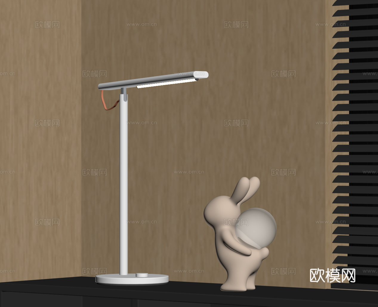 现代极简台灯 条形台灯su模型
