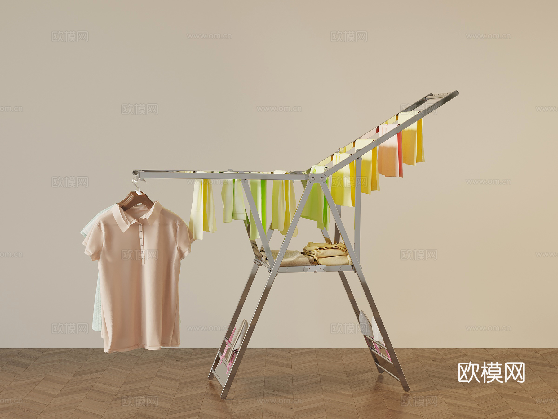 现代晾衣架 不锈钢晾衣架su模型