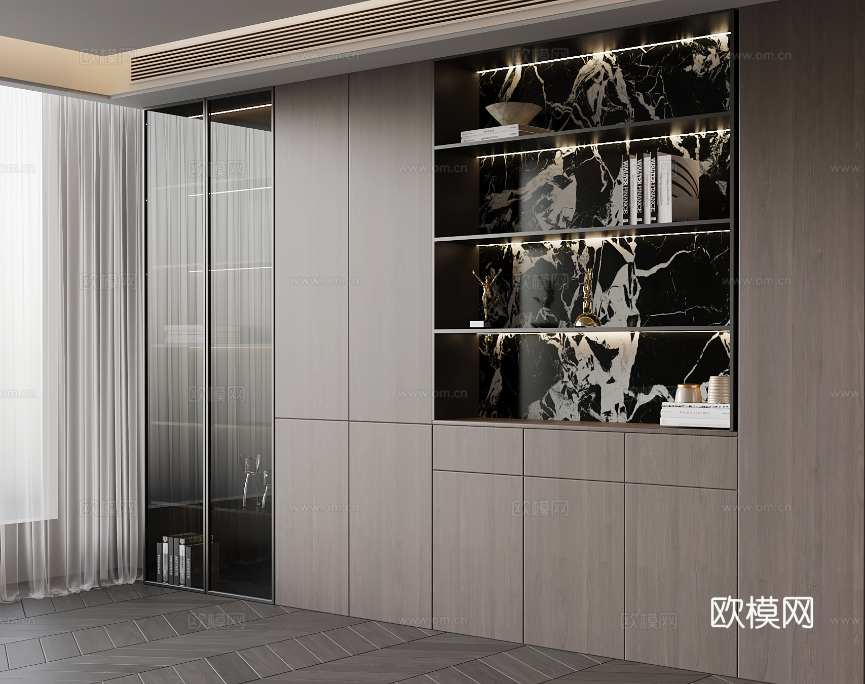 意式书柜 置物柜su模型