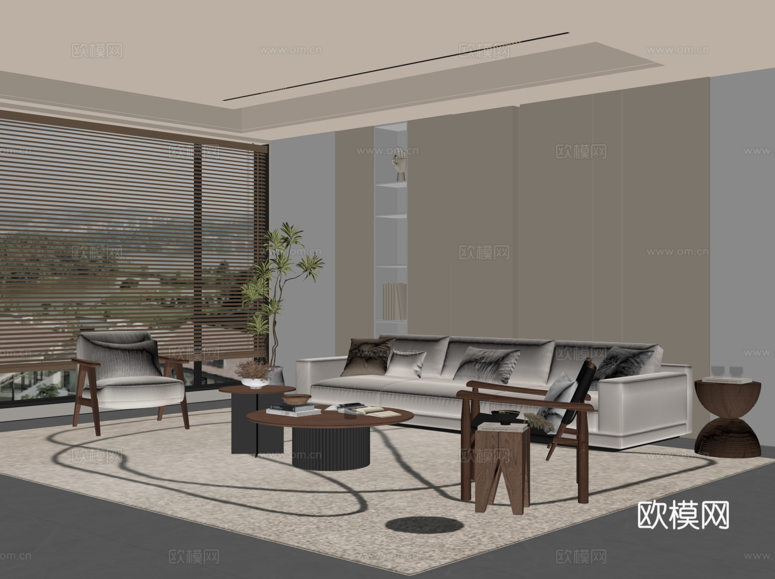 中古风客厅su模型