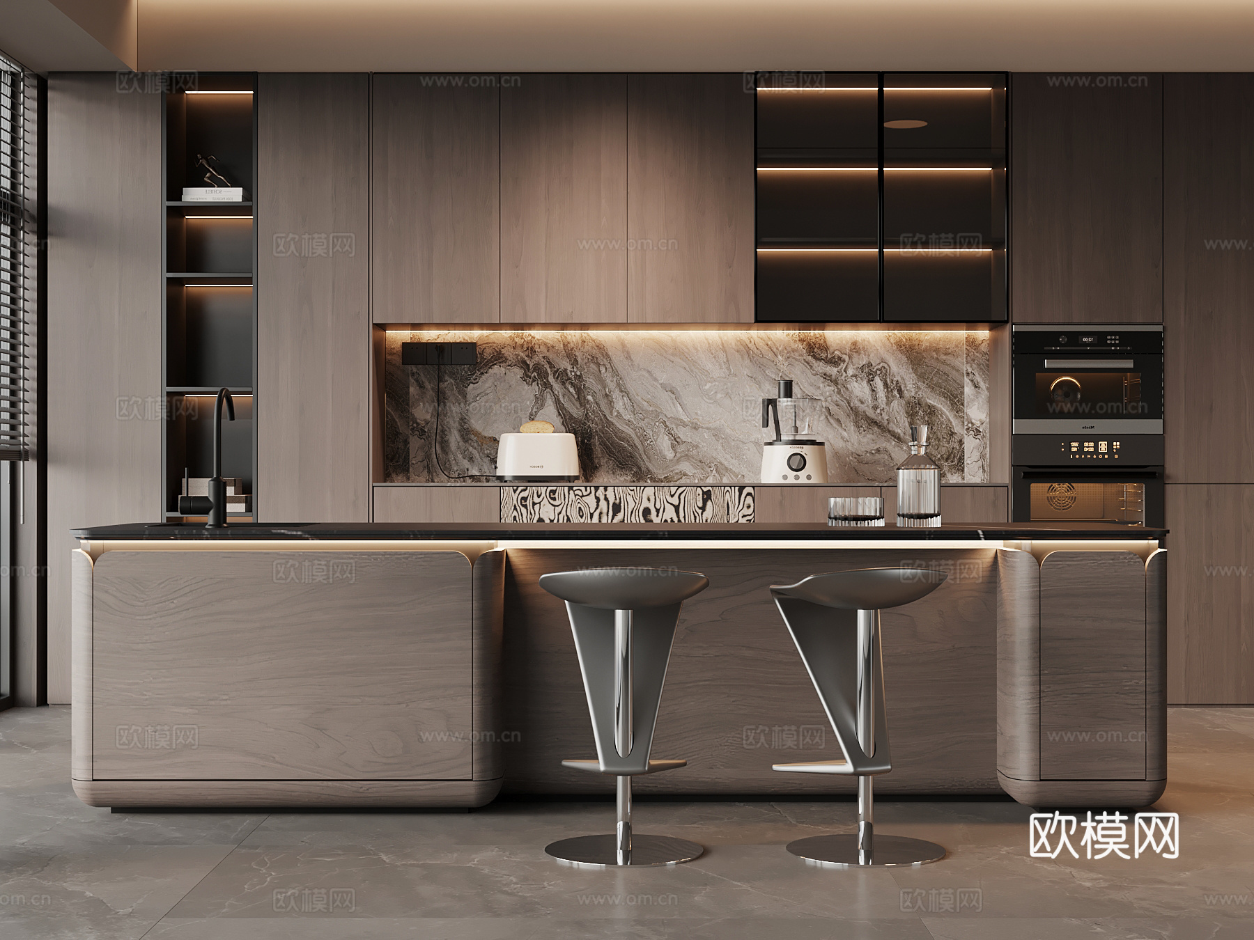 意式餐厅su模型