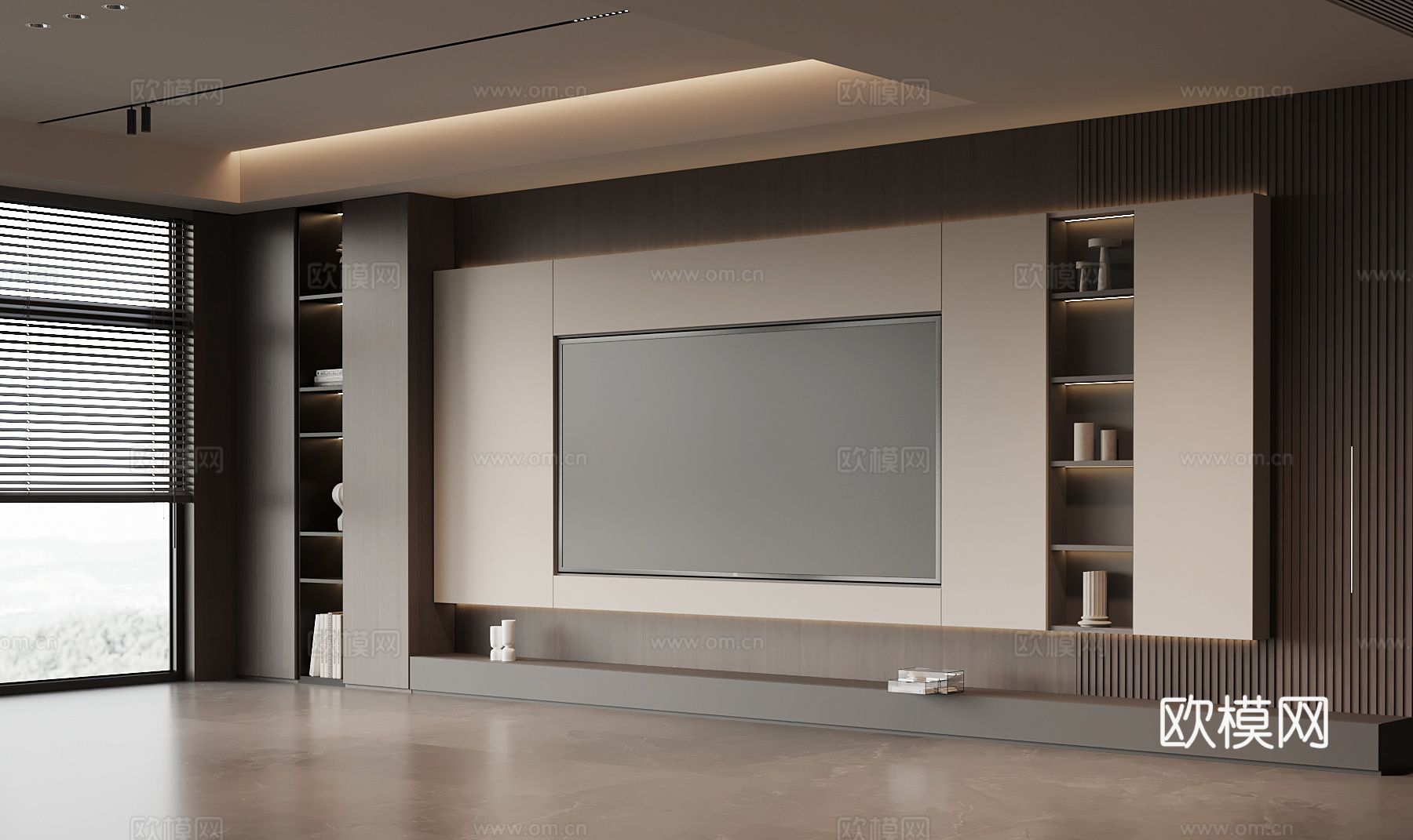 意式电视背景墙su模型