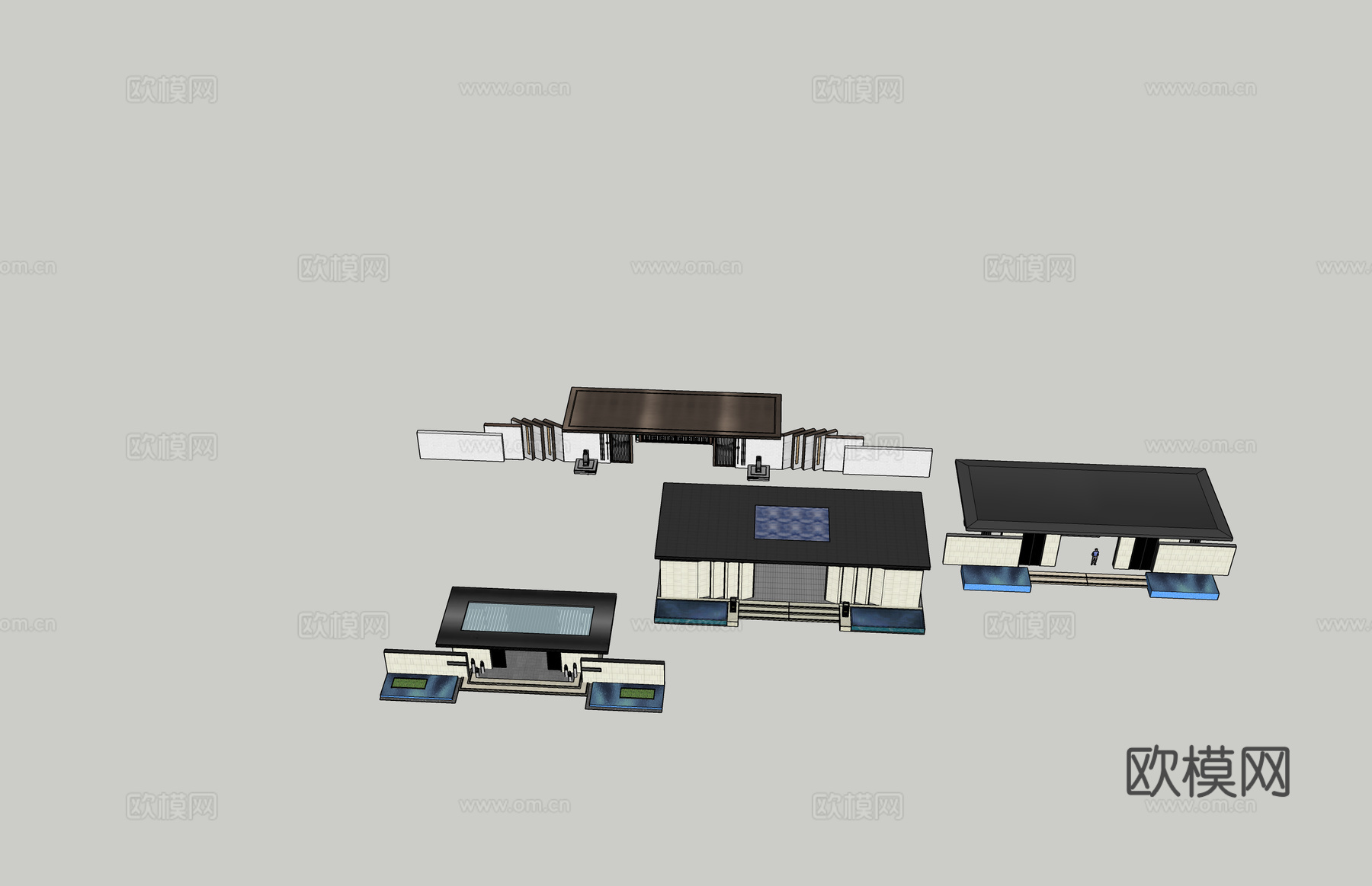 小区 入口 景观 大门 出入口 地产 工装 示范区 房地产su模型