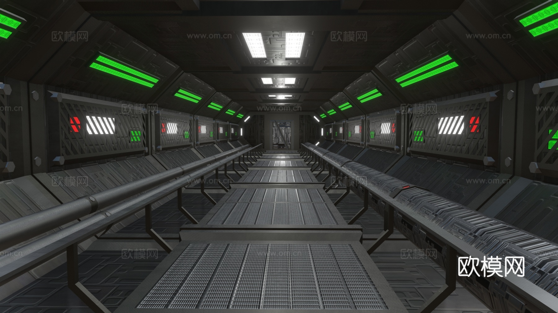 科技感廊道 科技走廊 科技展厅 太空飞船 太空元素su模型