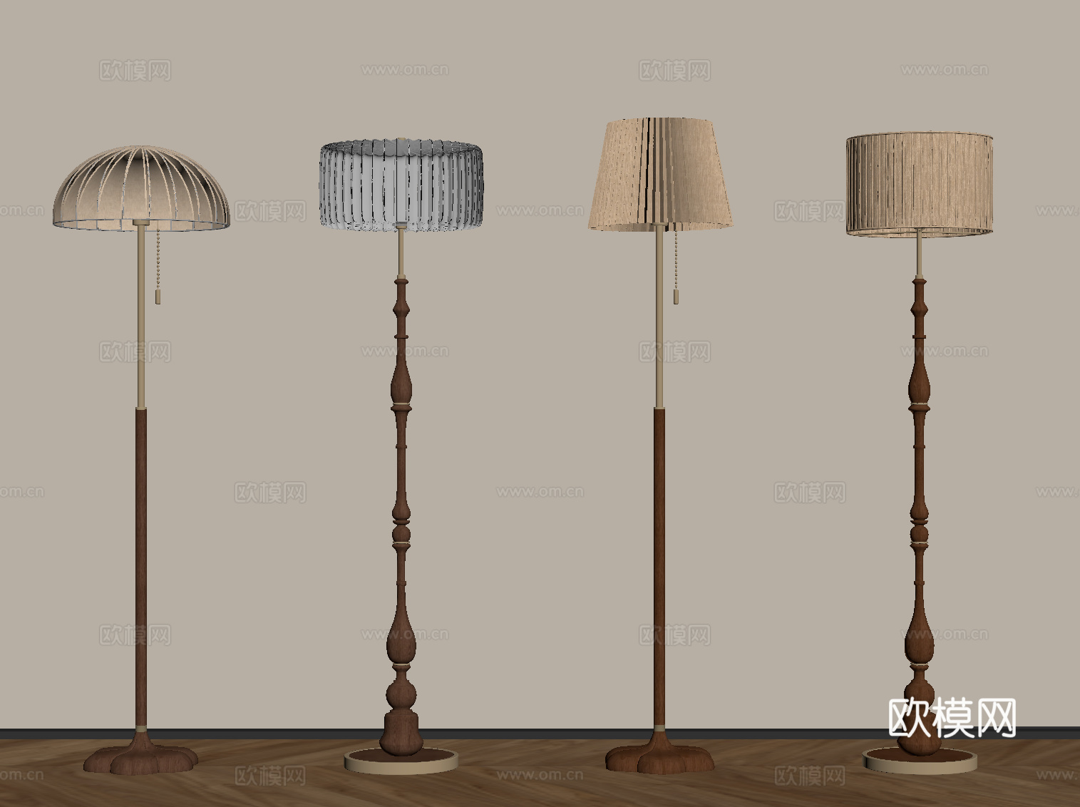 法式中古风落地灯su模型