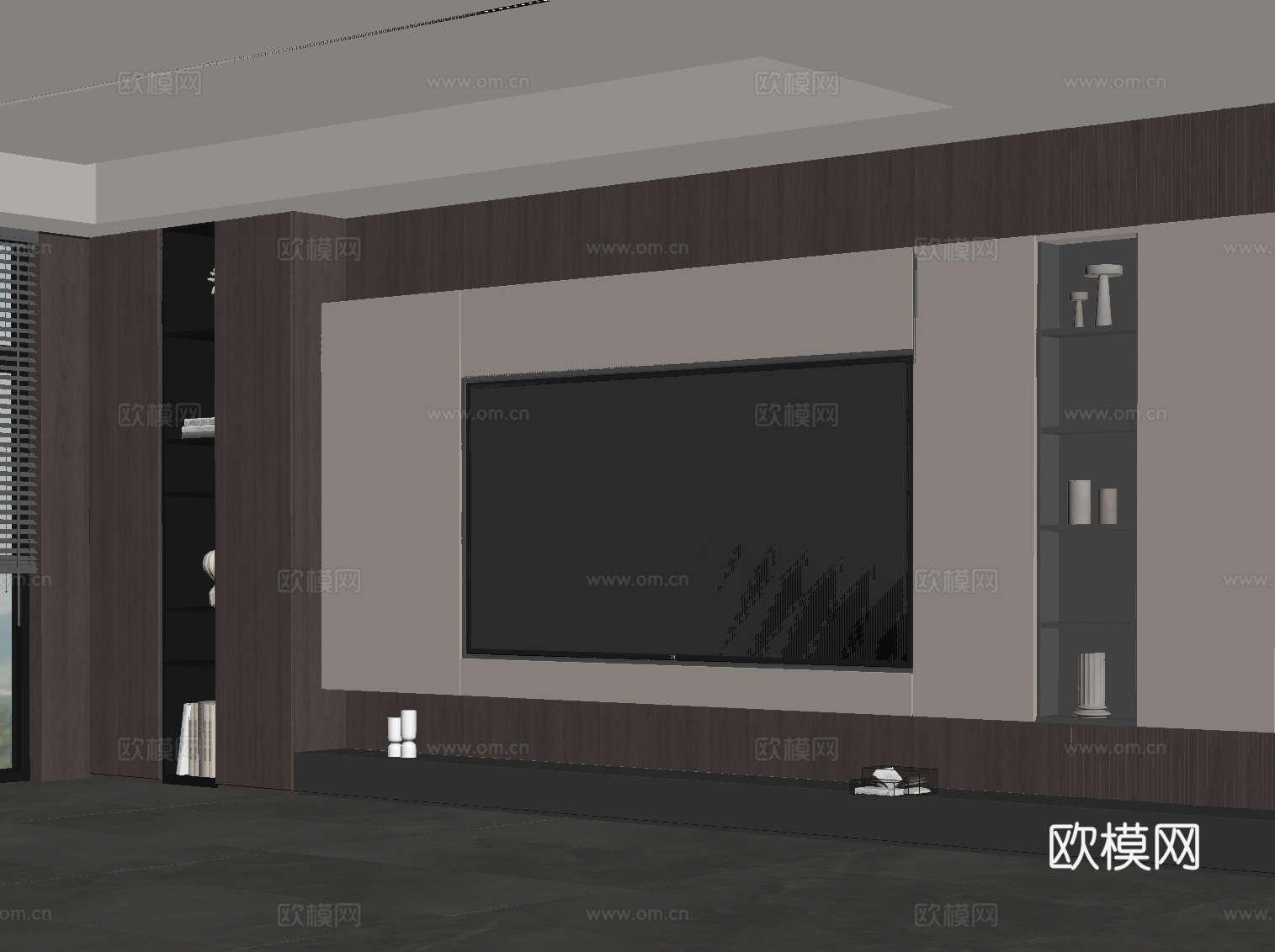 意式电视背景墙su模型