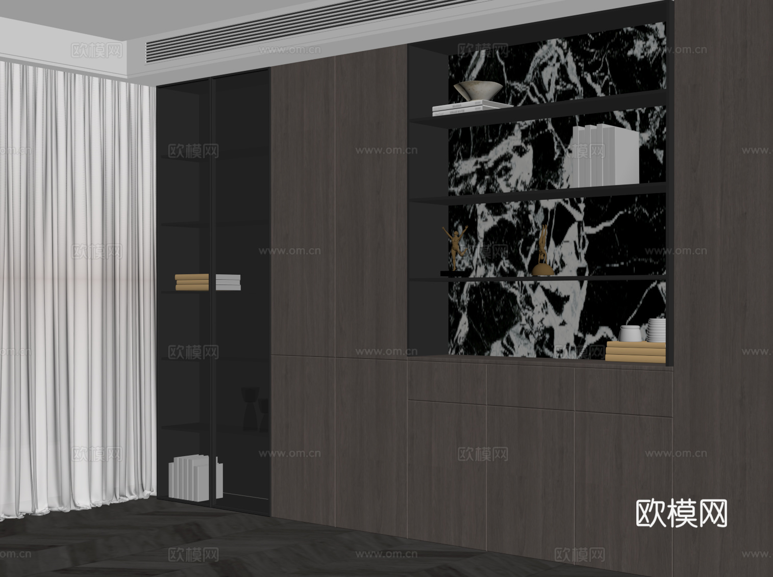 意式书柜 置物柜su模型