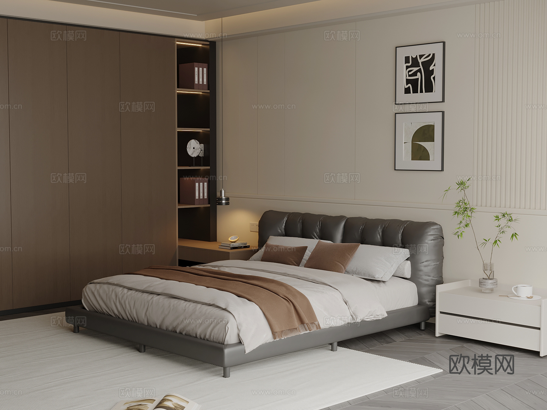 现代意式卧室su模型