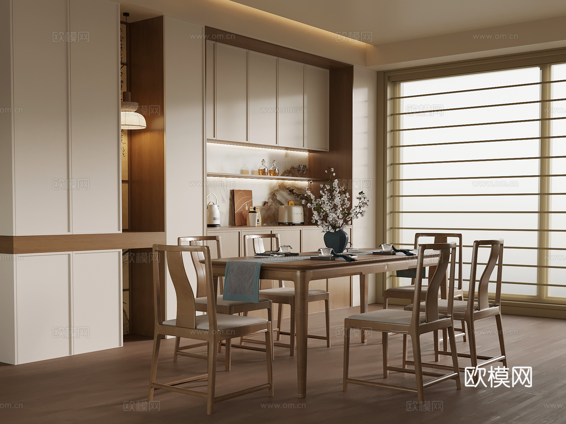 新中式餐厅su模型