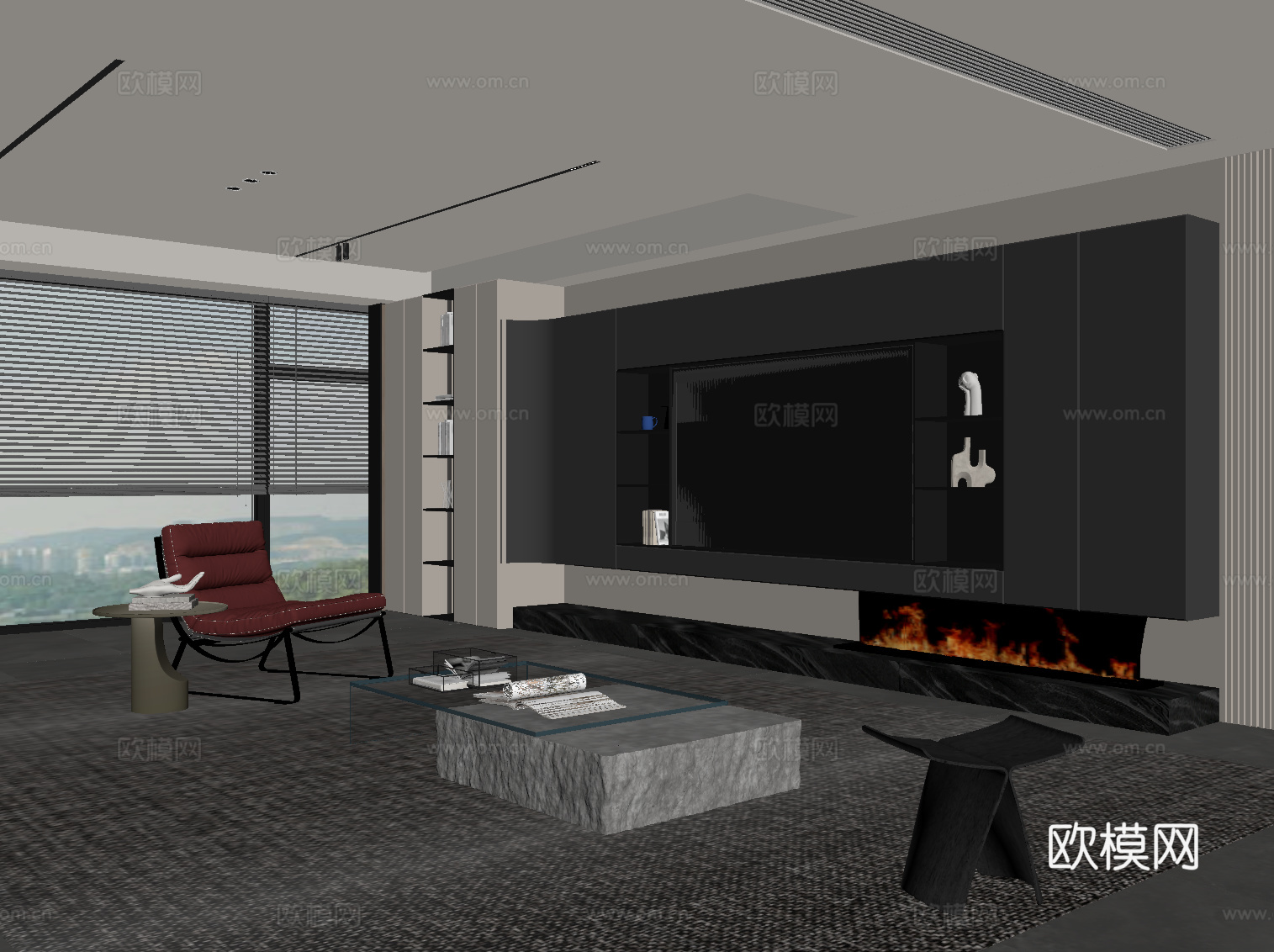 意式客厅su模型