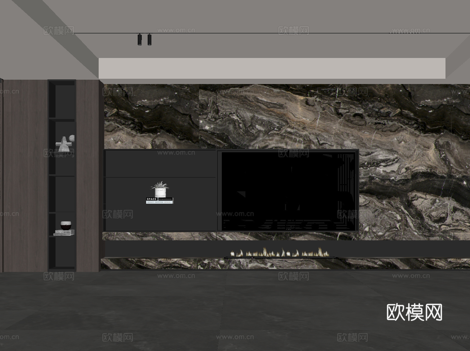 现代意式背景墙 电视背景墙su模型