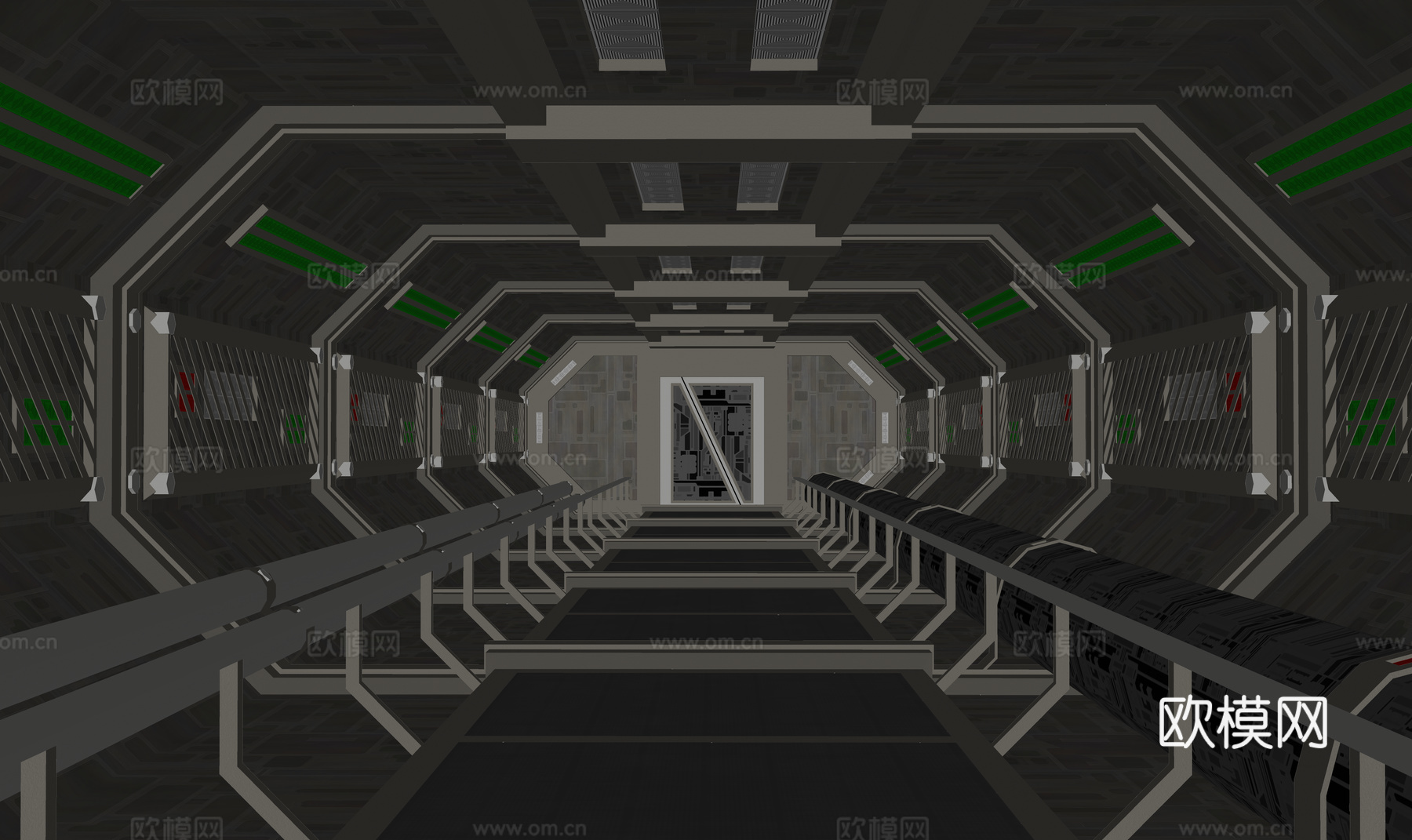 科技感廊道 科技走廊 科技展厅 太空飞船 太空元素su模型
