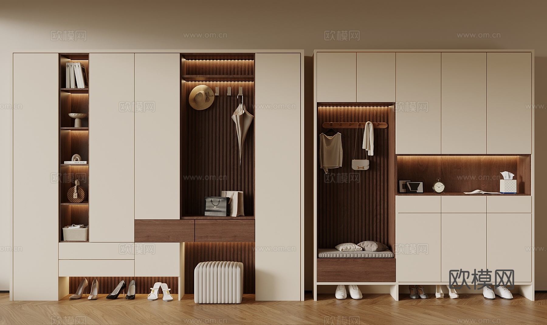 中古风鞋柜su模型