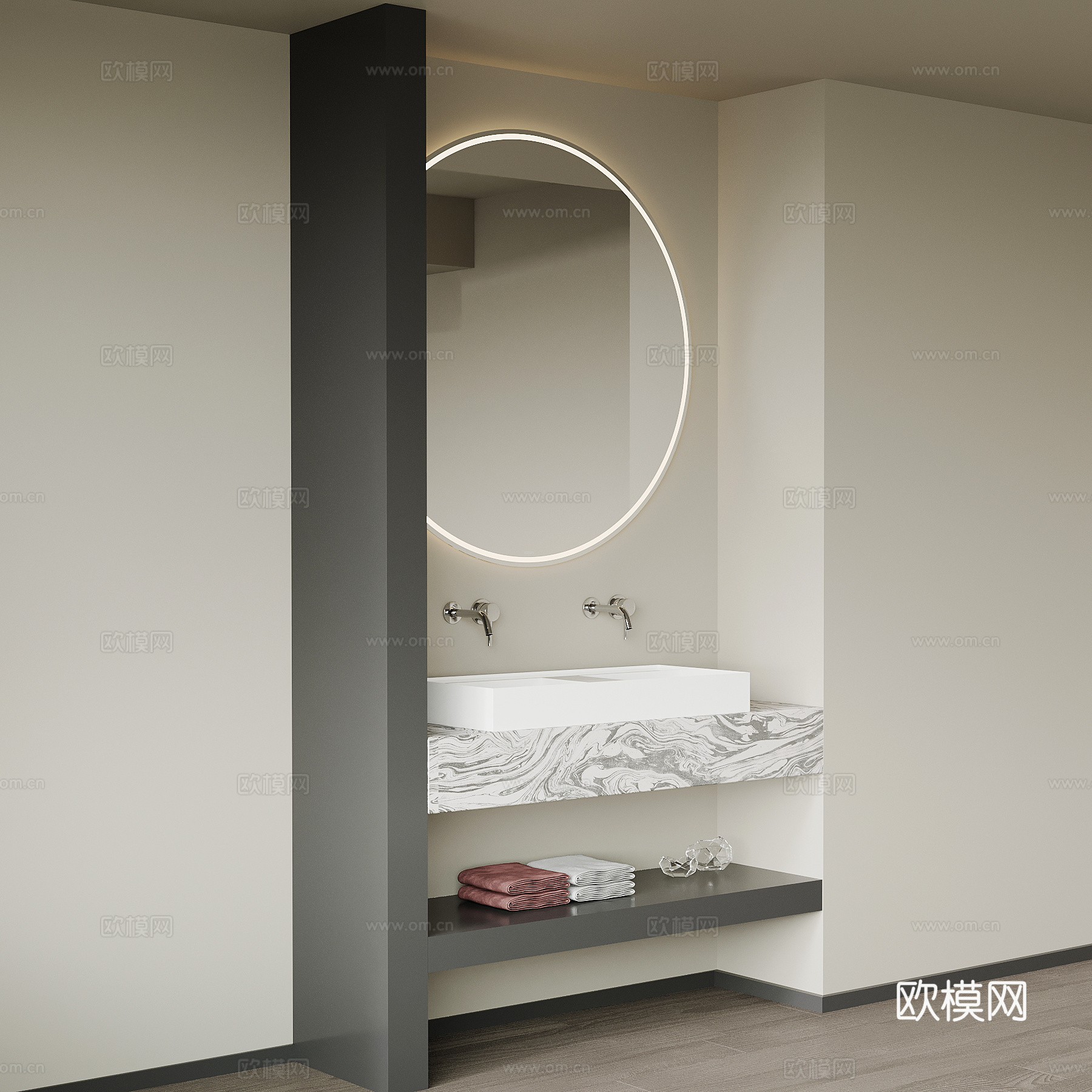 现代洗手台 干区su模型